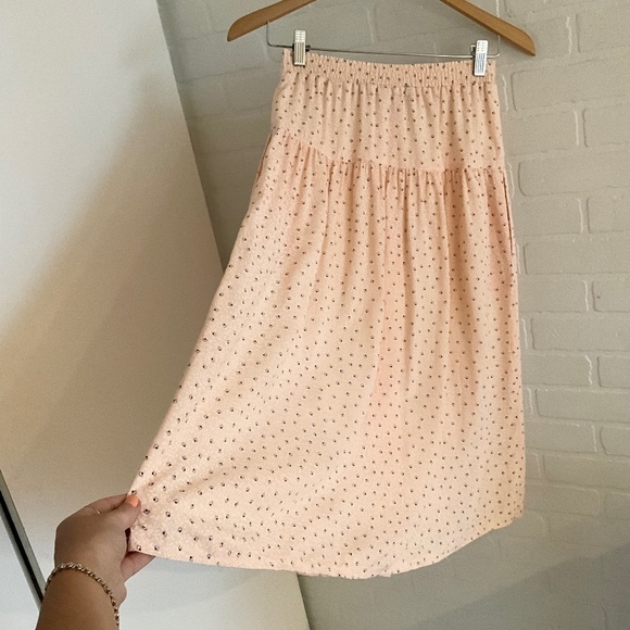 Vintage 80s Skirt Button down Pastel Peach Pockets Drop Waist Sz 4 Petites - Picture 10 of 13